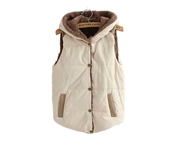 Qearal Women Autumn Plus Size Slim Jacket Furry Hoodie Vest Coat Waistcoat