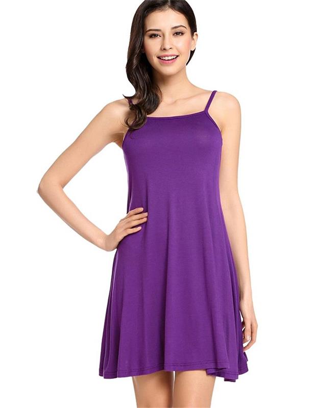 Women's Spaghetti Strap Short Dress Trapeze Sleeveless Cami Dress Casual Sundress