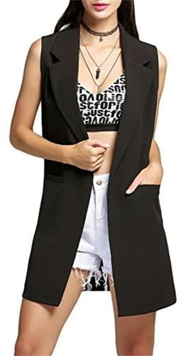 Women's Open Duster Blazer Vest Plus Longline Sleeveless Waistcoat Jacket Cardigan Coat