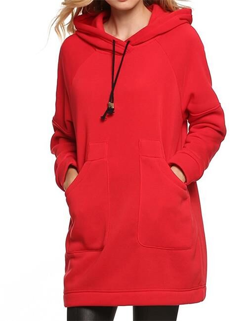 Qearal Women Autumn Loose Warm Pocket Pullover Hoodie Tunic Sweatshirt 